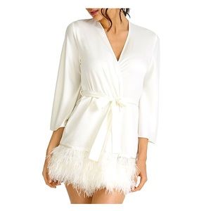 Feather-Trim Robe + slip